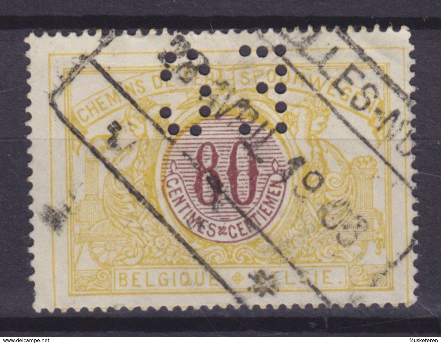 Belgium Perfin Perforé Lochung 'F.C' Chemin De Fer BRUXELLES 1903 (2 Scans) - 1863-09