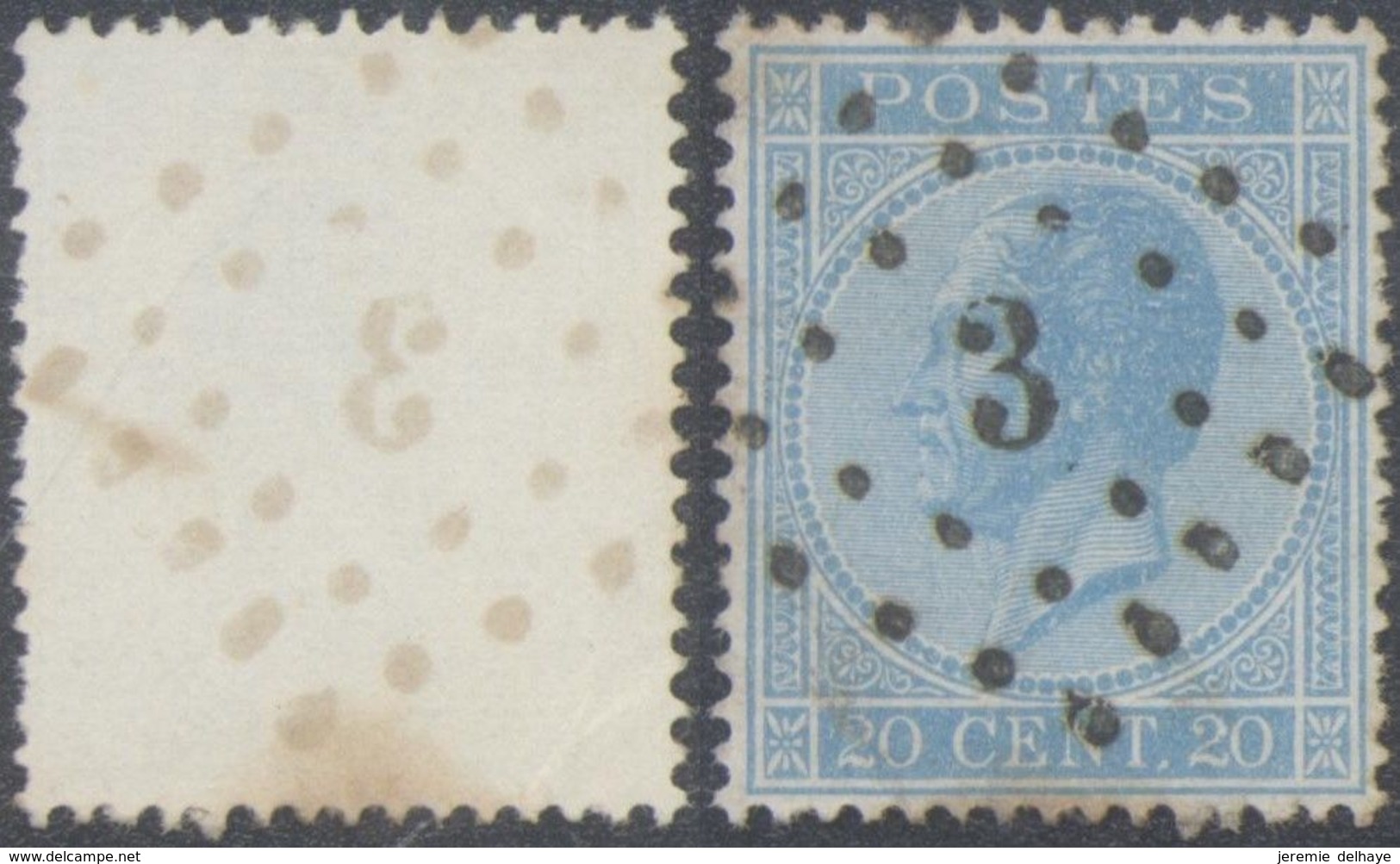 émission 1865 - N°18 Obl Pt 3 "Alost" (Luxe) - 1865-1866 Profiel Links