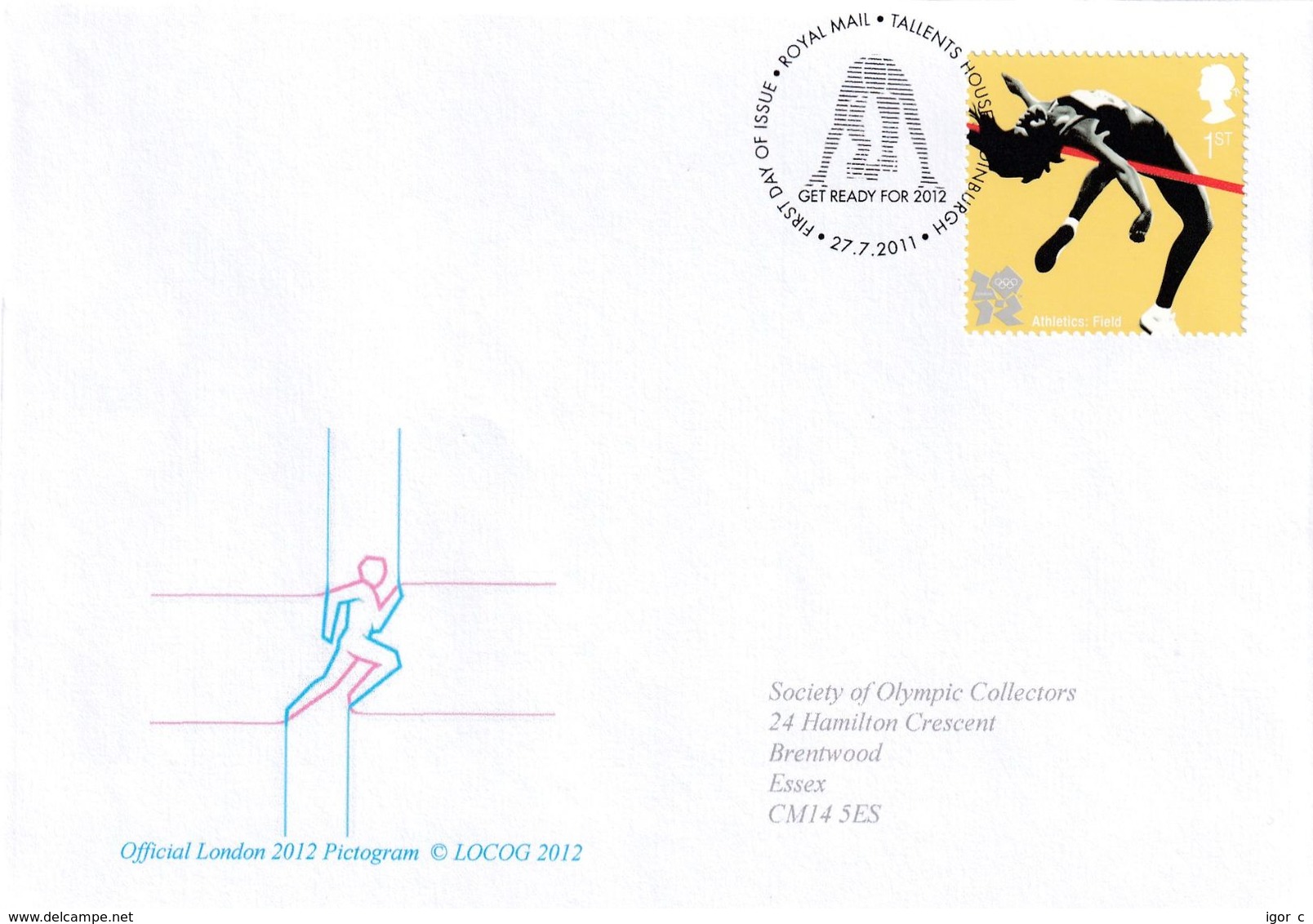 United Kingdom UK 2012 Cover; Olympic Games London Athletics Field High Jump; Official Pictogram: Get Ready For 2012 - Summer 2012: London