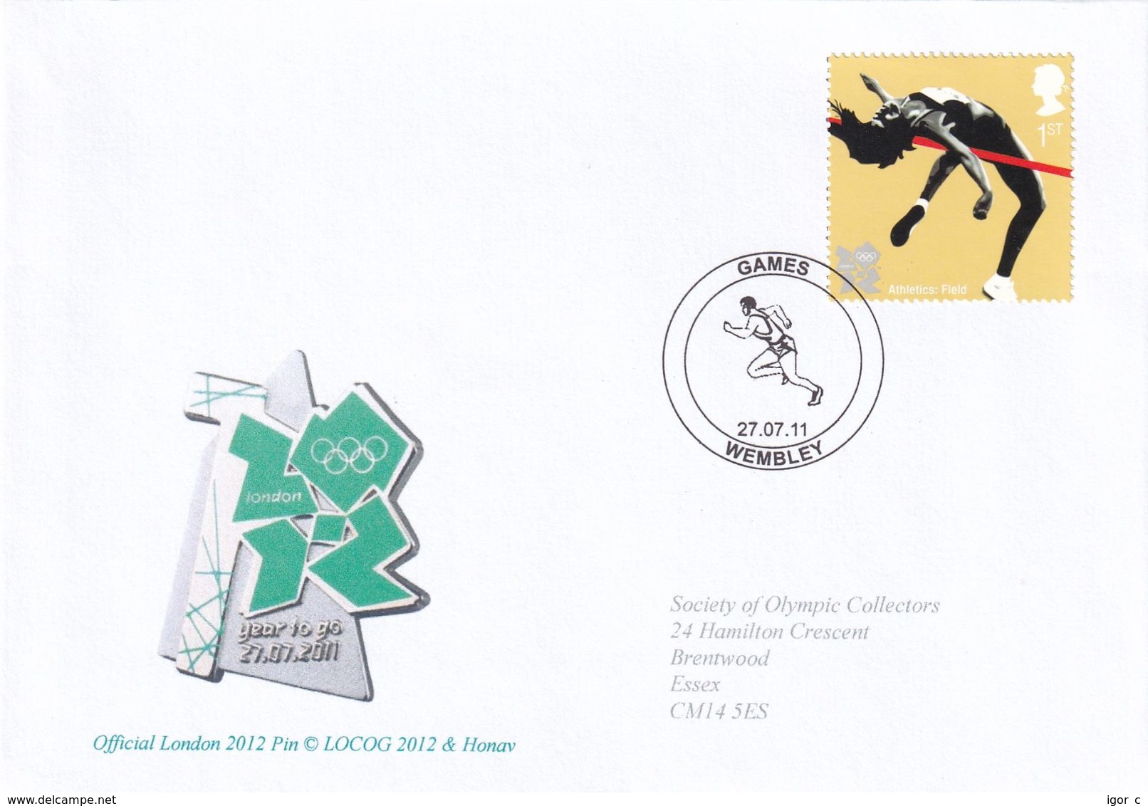 United Kingdom UK 2012 Cover; Olympic Games London Olympic Logo; Wembley Cancellation: High Jump; Athletics - Summer 2012: London