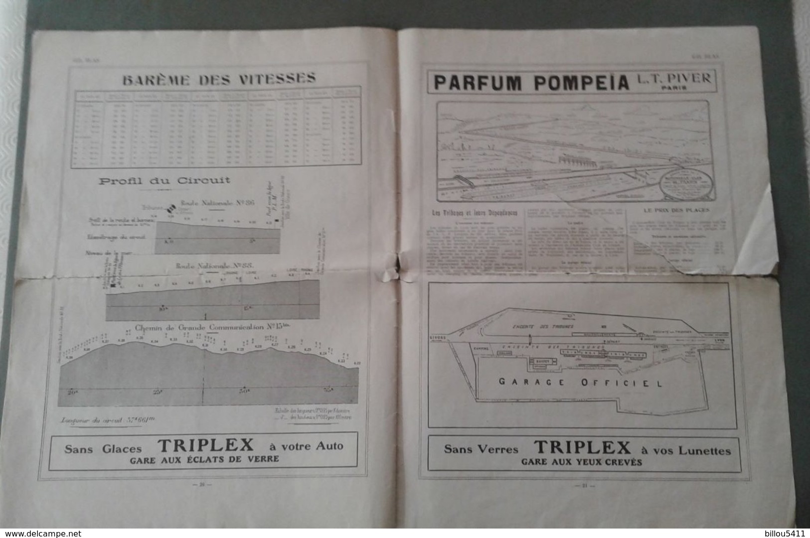 Document sur l'automobile Peugeot Delage"Grand Prix de l'ACF 1914 "Circuit de lyon ; Photo des pilotes ; Pub MAGGI