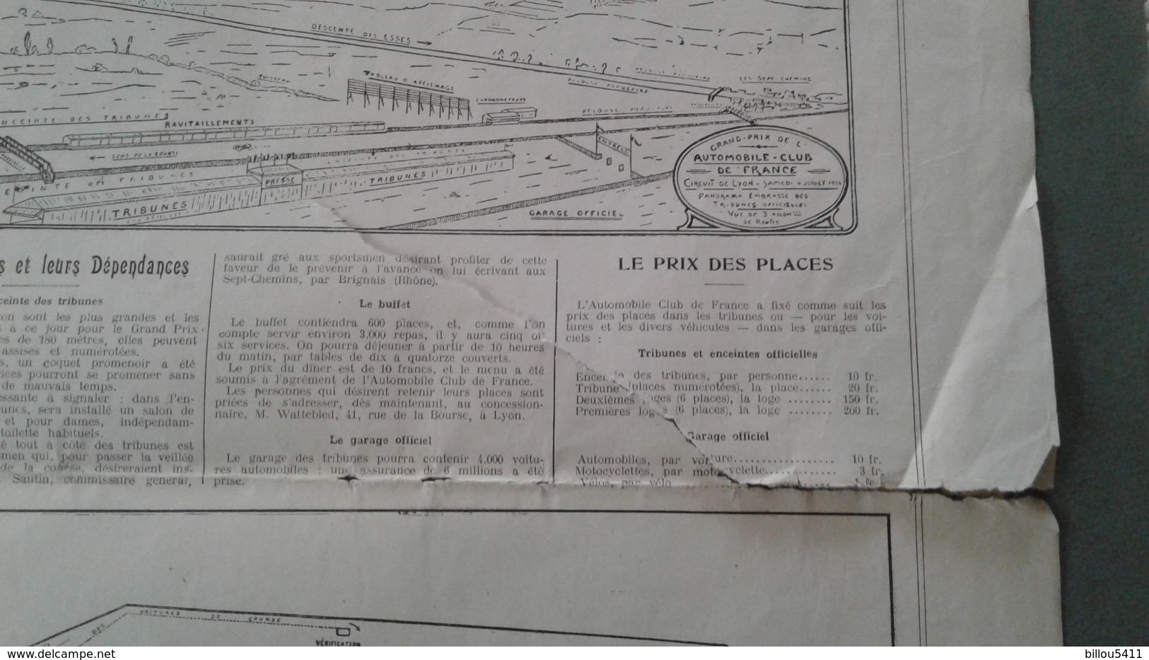 Document sur l'automobile Peugeot Delage"Grand Prix de l'ACF 1914 "Circuit de lyon ; Photo des pilotes ; Pub MAGGI