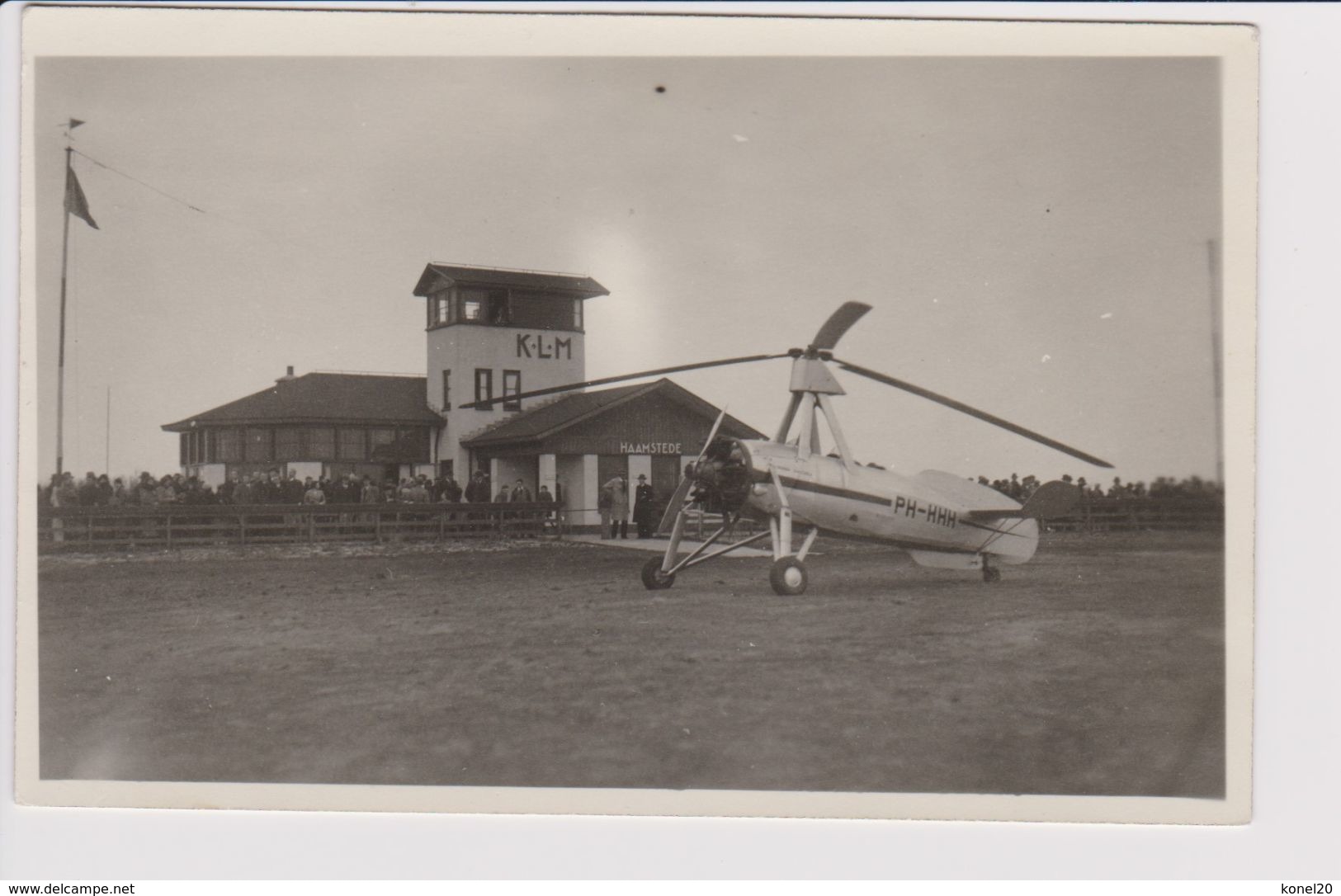 Vintage Rppc KLM Hotel-Rest-cafe @ Haamstede Airport With Auto Giro Aircraft Number 4 - 1919-1938: Between Wars