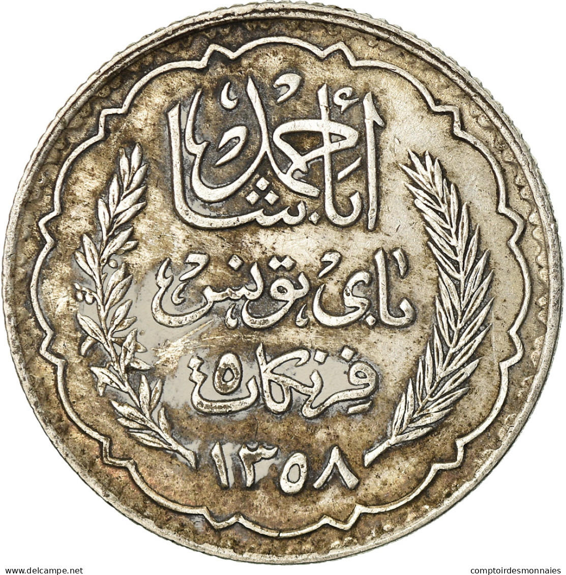 Monnaie, Tunisie, Ahmad Pasha Bey, 5 Francs, 1939, Paris, TTB, Argent, KM:264 - Tunisia