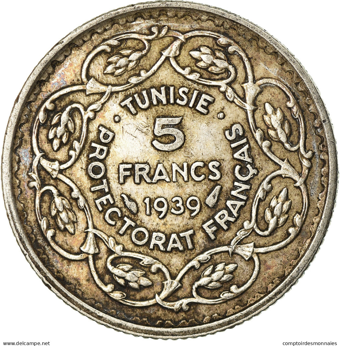 Monnaie, Tunisie, Ahmad Pasha Bey, 5 Francs, 1939, Paris, TTB, Argent, KM:264 - Tunisia