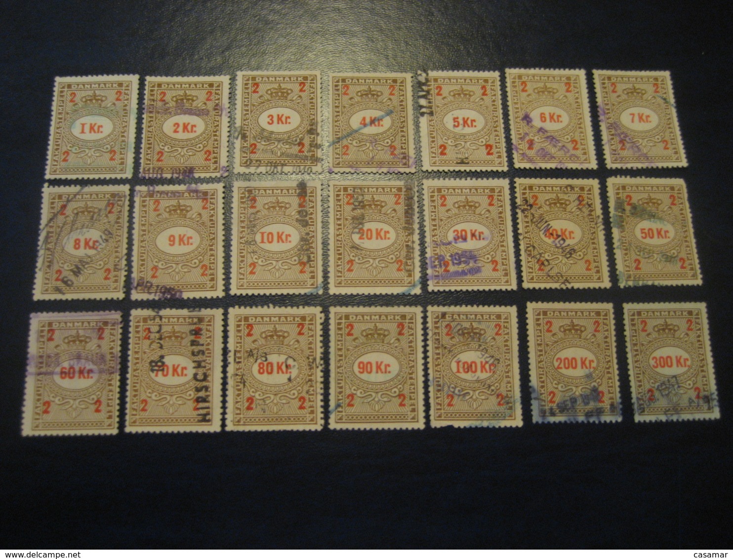 FAKTURASTEMPEL  (2 / 1 Kr To 300 Kr ) 21 Fiscal Tax Revenue Postage Due Official DENMARK - Fiscali