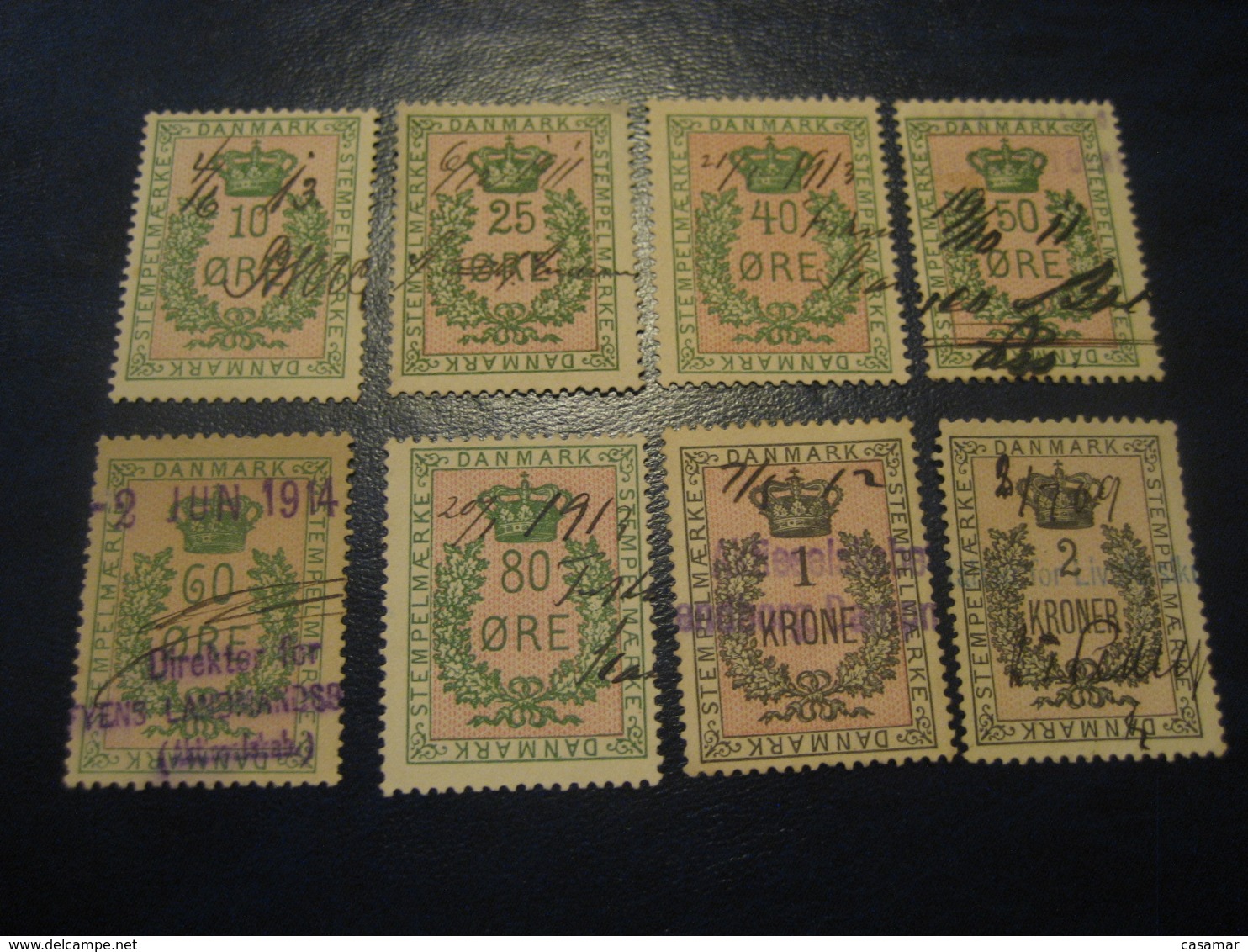 STEMPELMAERKE ( 10 Ore To 2 Kr ) 8 Fiscal Tax Revenue Postage Due Official DENMARK - Fiscali
