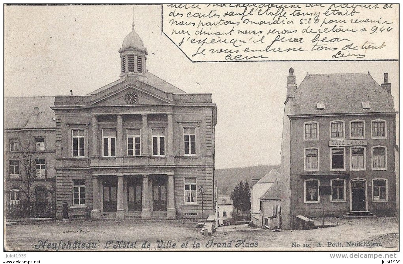 NEUFCHATEAU ..--   Hôtel De Ville Et CAFE  LANGE . 1902 Vers BXL ( Melle DE SEBILLE ) .  Voir Verso . - Neufchâteau