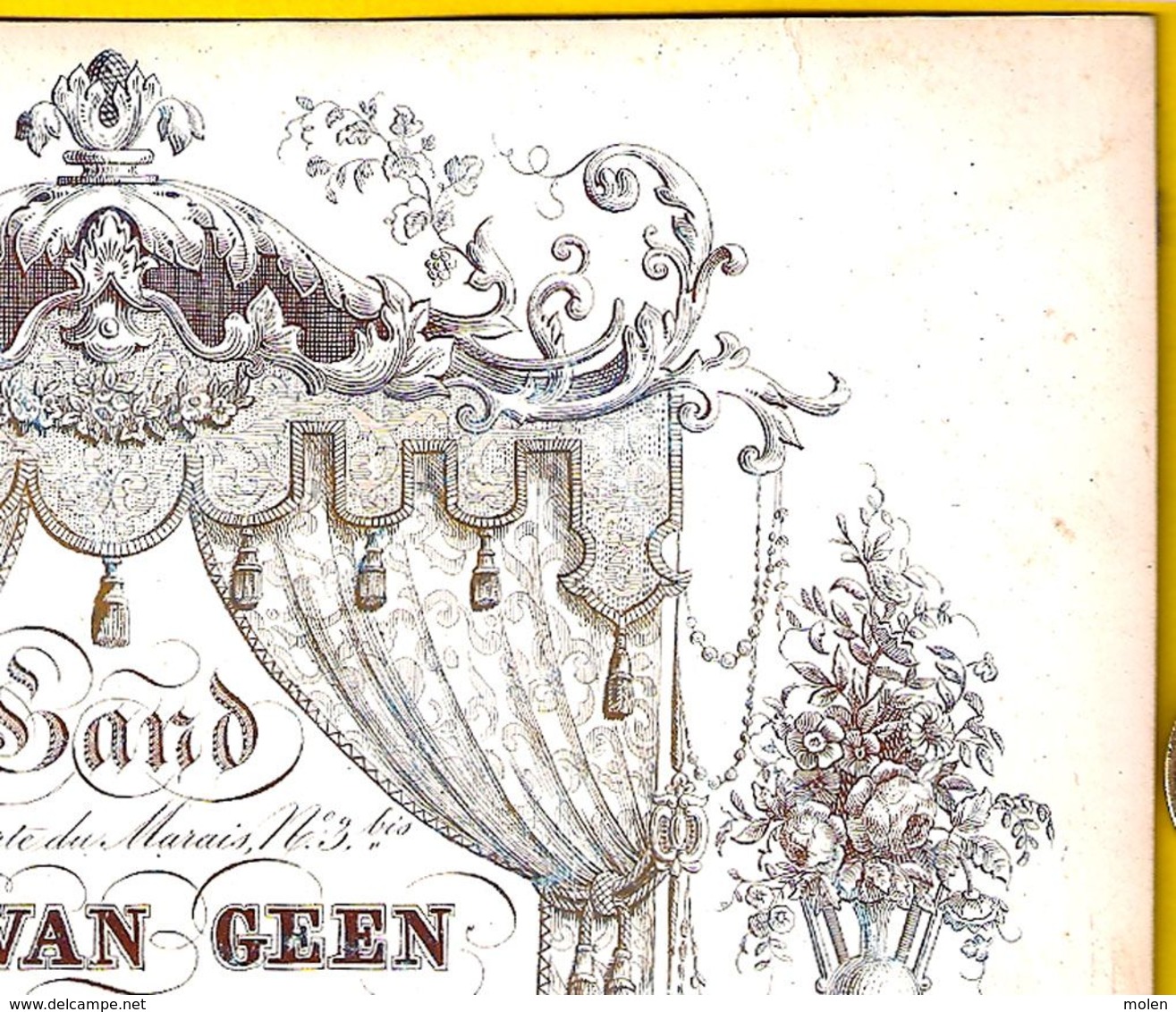 Ca1850 GENT TOP PORSELEINKAART TAPISSIER VAN GEEN MAGASIN LITHO METIER ENTREPRENEUR CARTE PORCELAINE Porceleinkaart P181 - Gent