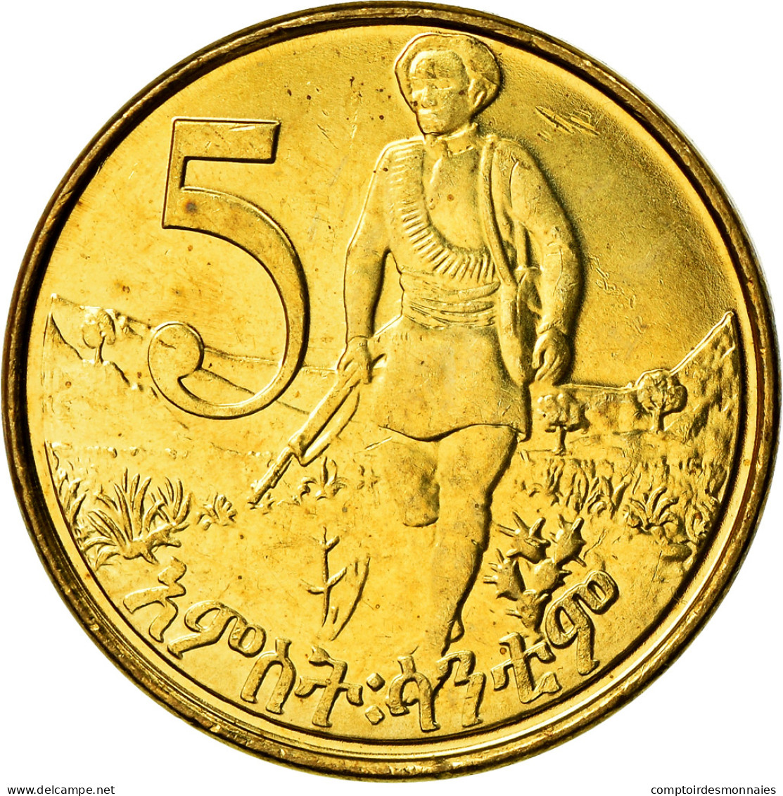 Monnaie, Éthiopie, 5 Cents, 2004, SPL, Brass Plated Steel, KM:44.3 - Ethiopia