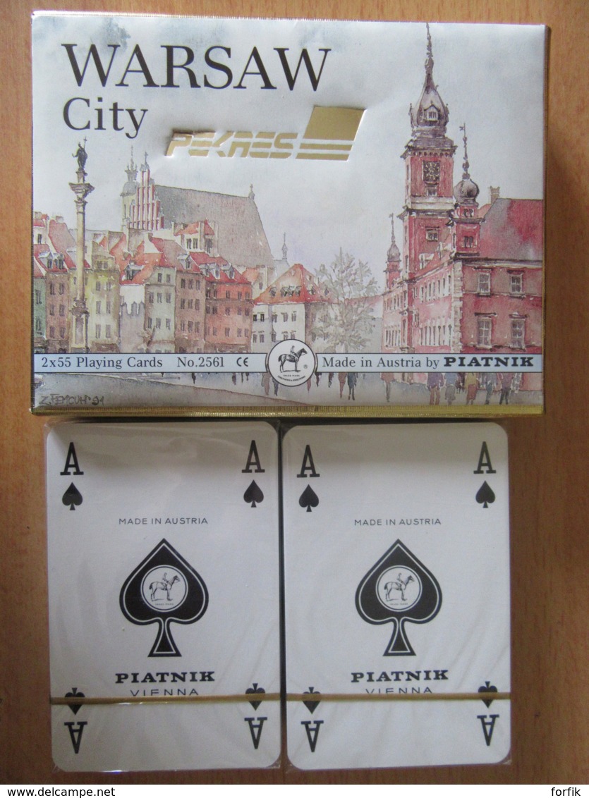 PIATNIK Austria Pour PEKAES - Coffret De 2 Jeux De 54 Cartes - Ville De Varsovie (Warsaw) Pologne - Neufs Sous Blister - 54 Cartas