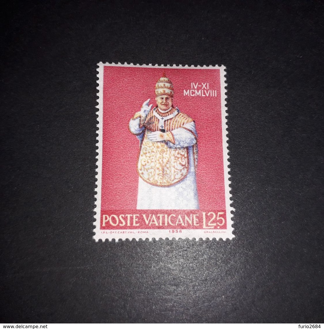 FB1115 CITTA' DEL VATICANO 1959 INCORONAZIONE DI GIOVANNI XXIII LIRE 25 "XX" - Unused Stamps