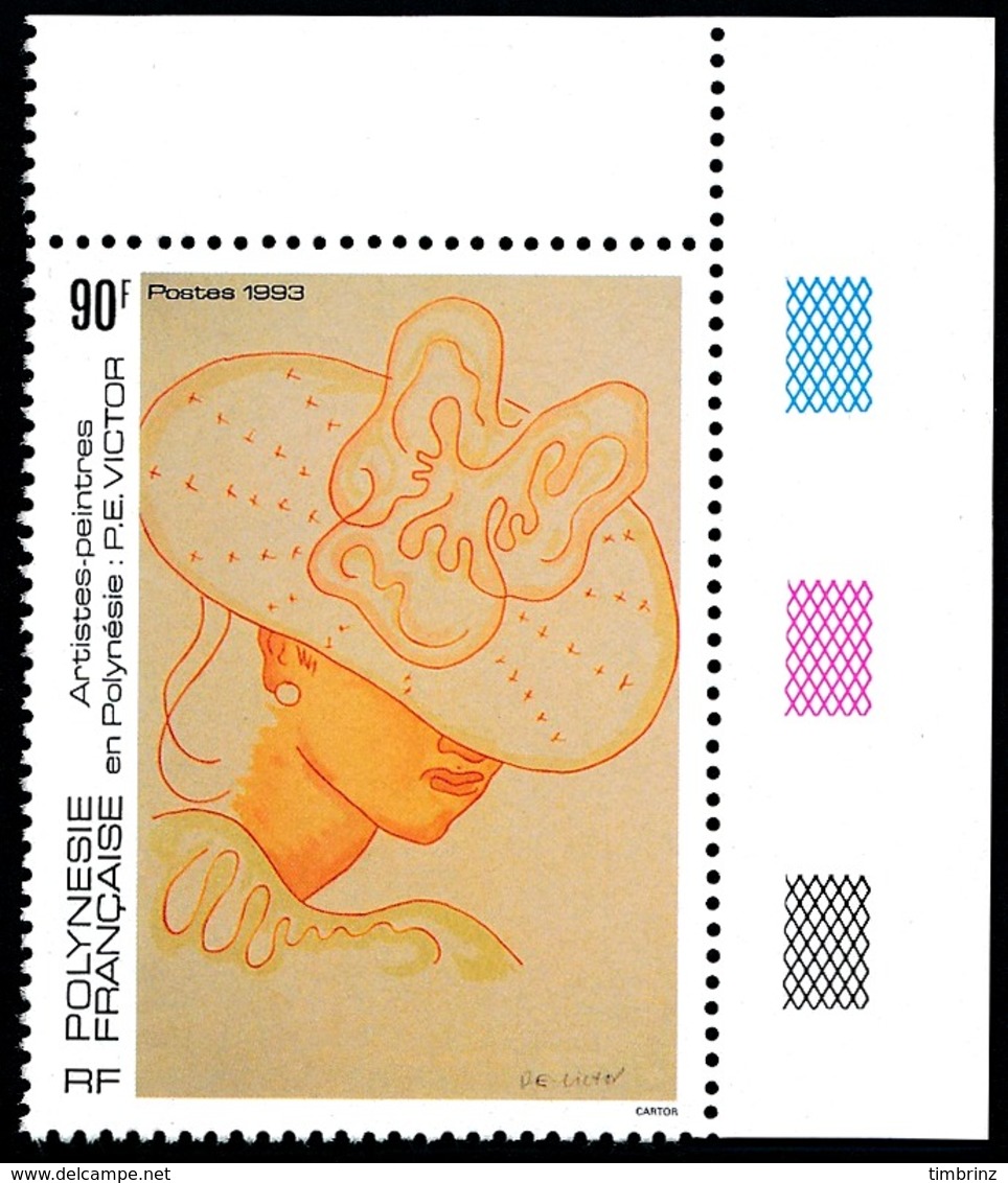 POLYNESIE 1993 - Yv. 448 ** SUP Cdf Repères De Couleur Tableau De Paul-Emile Victor  ..Réf.POL25097 - Unused Stamps