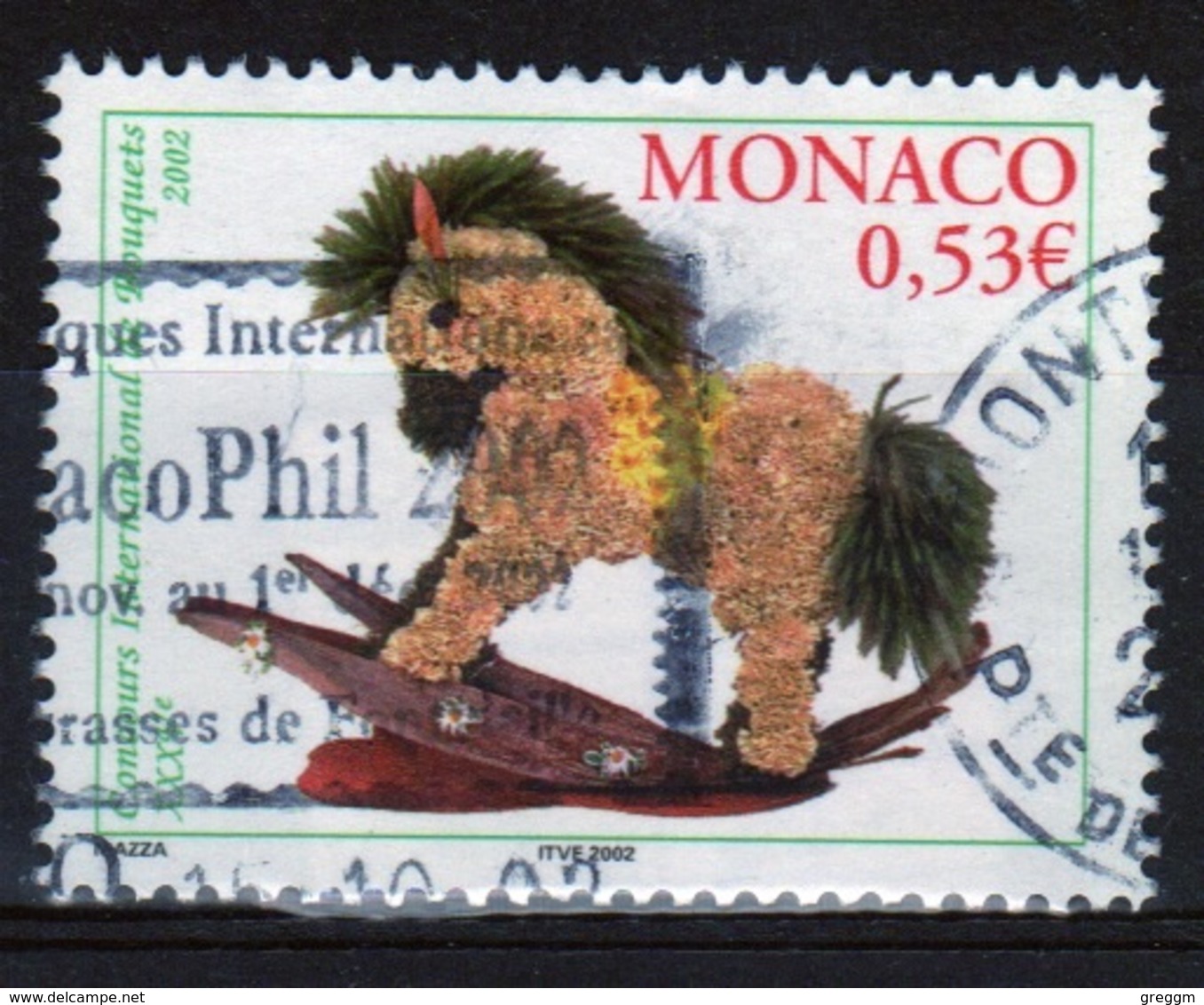 Monaco Single 53c Stamp From 2002 Set To Celebrate 35th Monte Carlo Flower Show. - Oblitérés