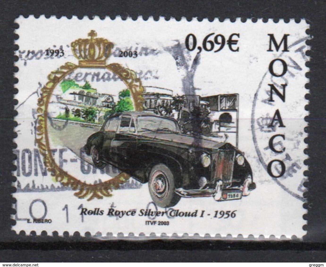 Monaco Single 69c Stamp From 2002 Set To Celebrate Motor Cars From The Royal Collection. - Oblitérés