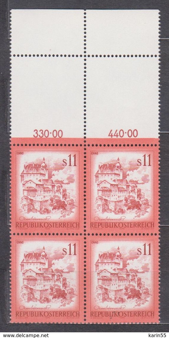 1976 , Mi 1520 ** (3) -  4er Block Postfrisch - Freimarke : Schönes Österreich - Enns / Oberösterreich - Unused Stamps