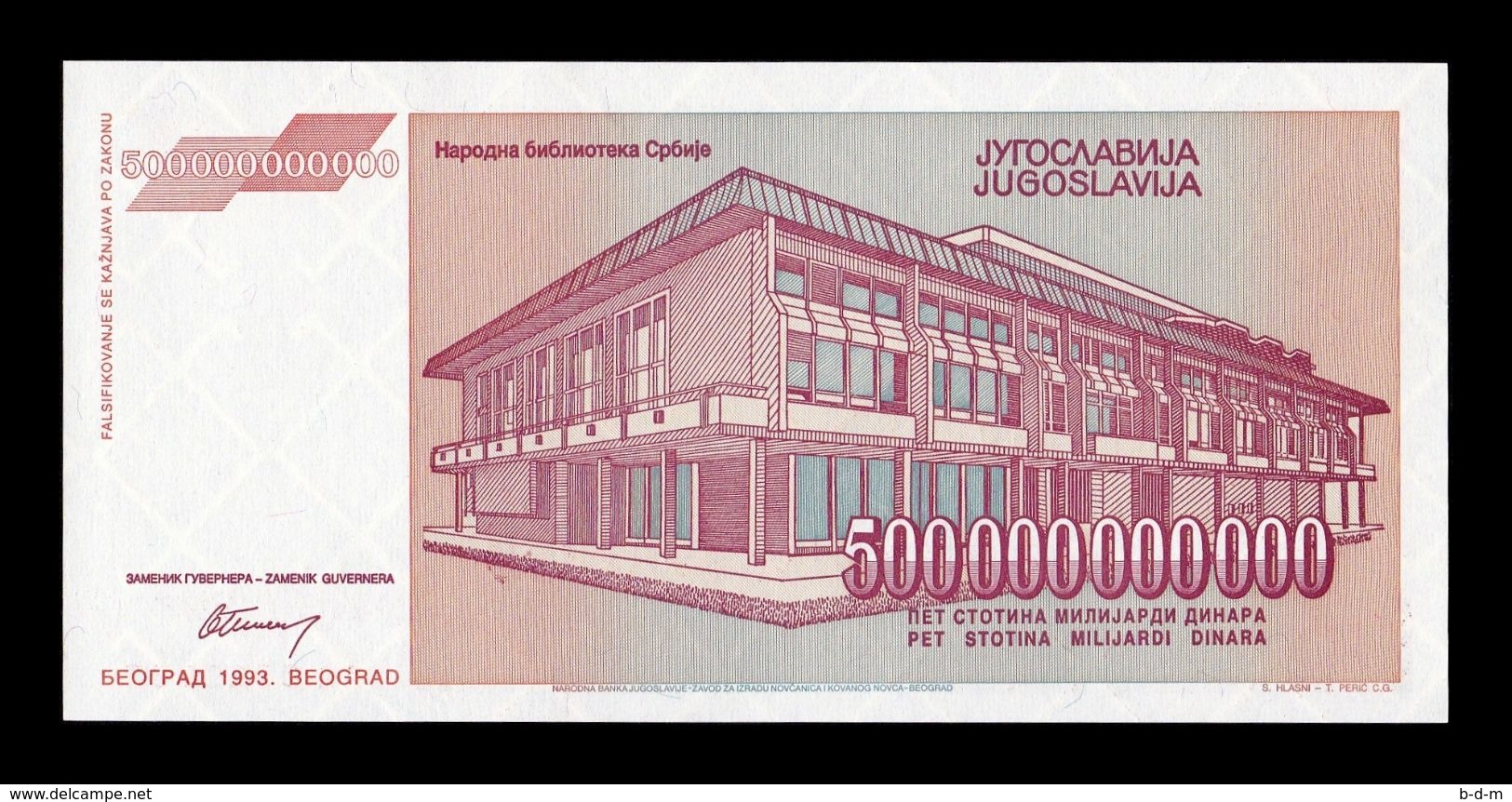 Yugoslavia 500000000000 Dinara 1993 Pick 137 SC- AUNC - Yugoslavia