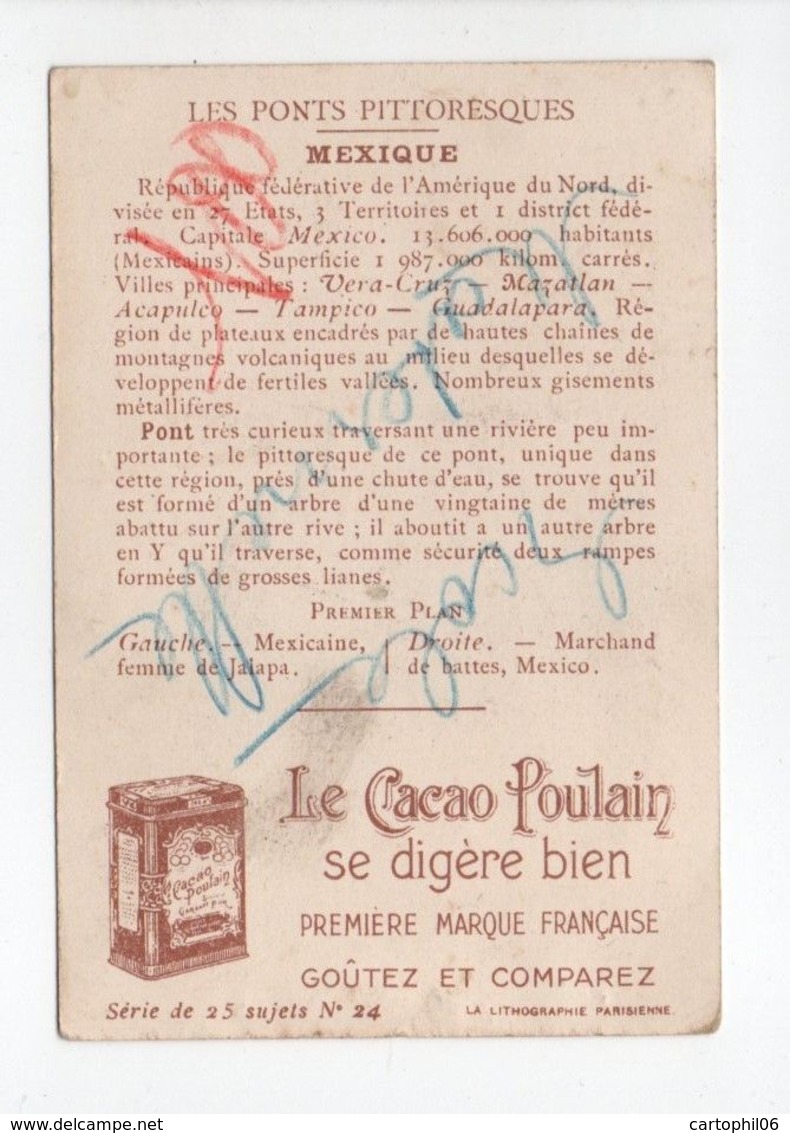 - CHROMO CHOCOLAT POULAIN ORANGE - Les Ponts Pittoresques - Amérique - Mexique - - Poulain