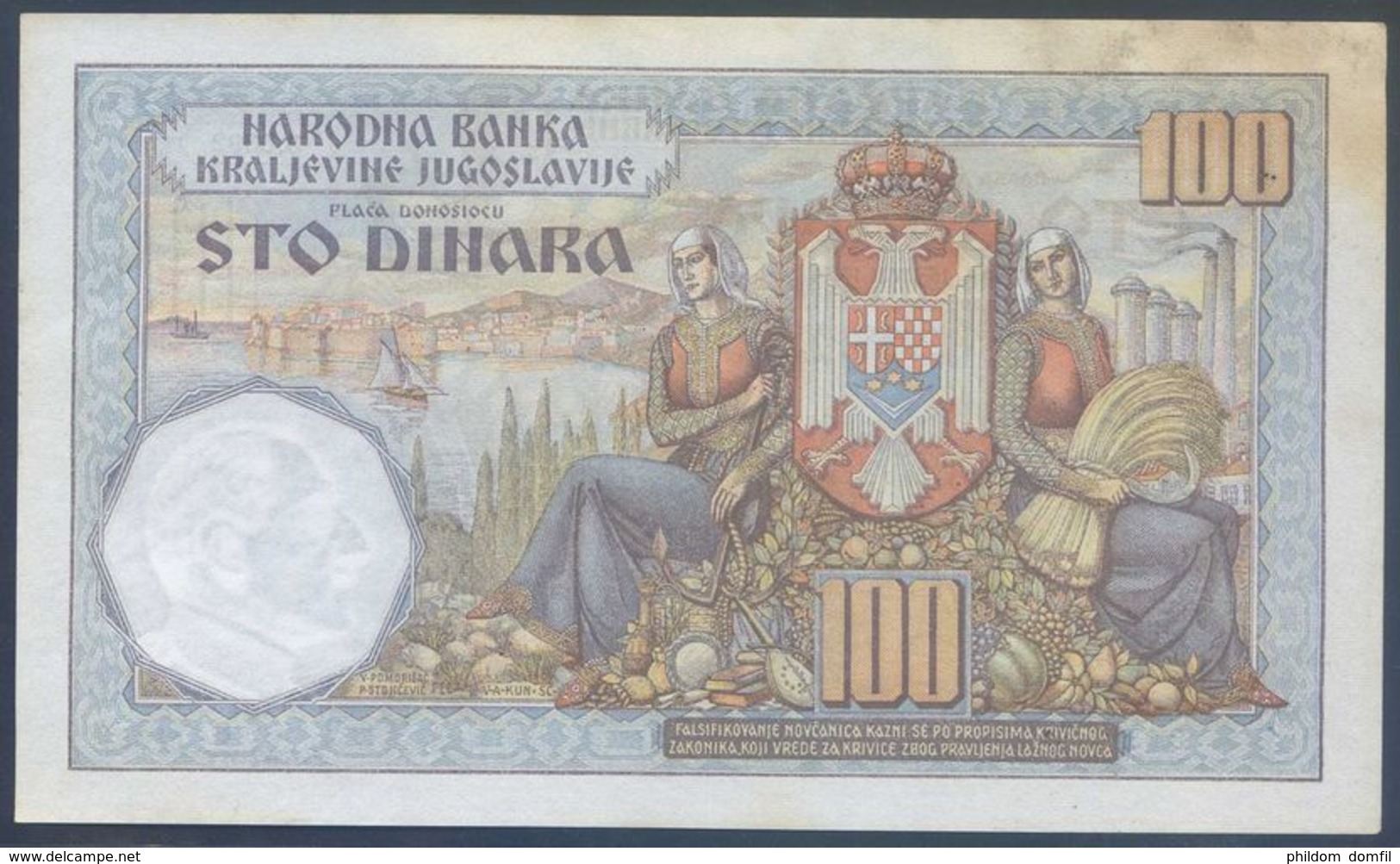 Ref. 3654-4091 - BIN YUGOSLAVIA . 1934. YUGOSLAVIA 100 DINARA 1934 - Jugoslawien