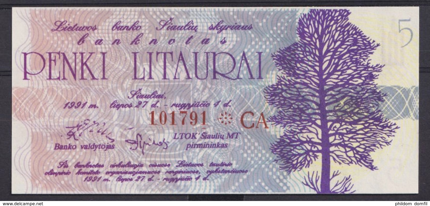 Ref. 2913-3336 - BIN LITHUANIA . 1991. LITHUANIA 5 LITAURU 1991 OLIMPIC - Lithuania