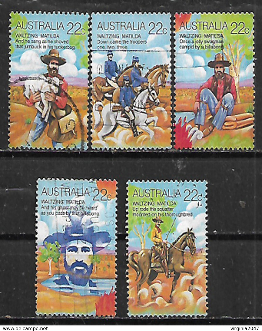 1980 Australia Campo Fauna Caballos Oveja 5v. Serie Completa - Gebruikt