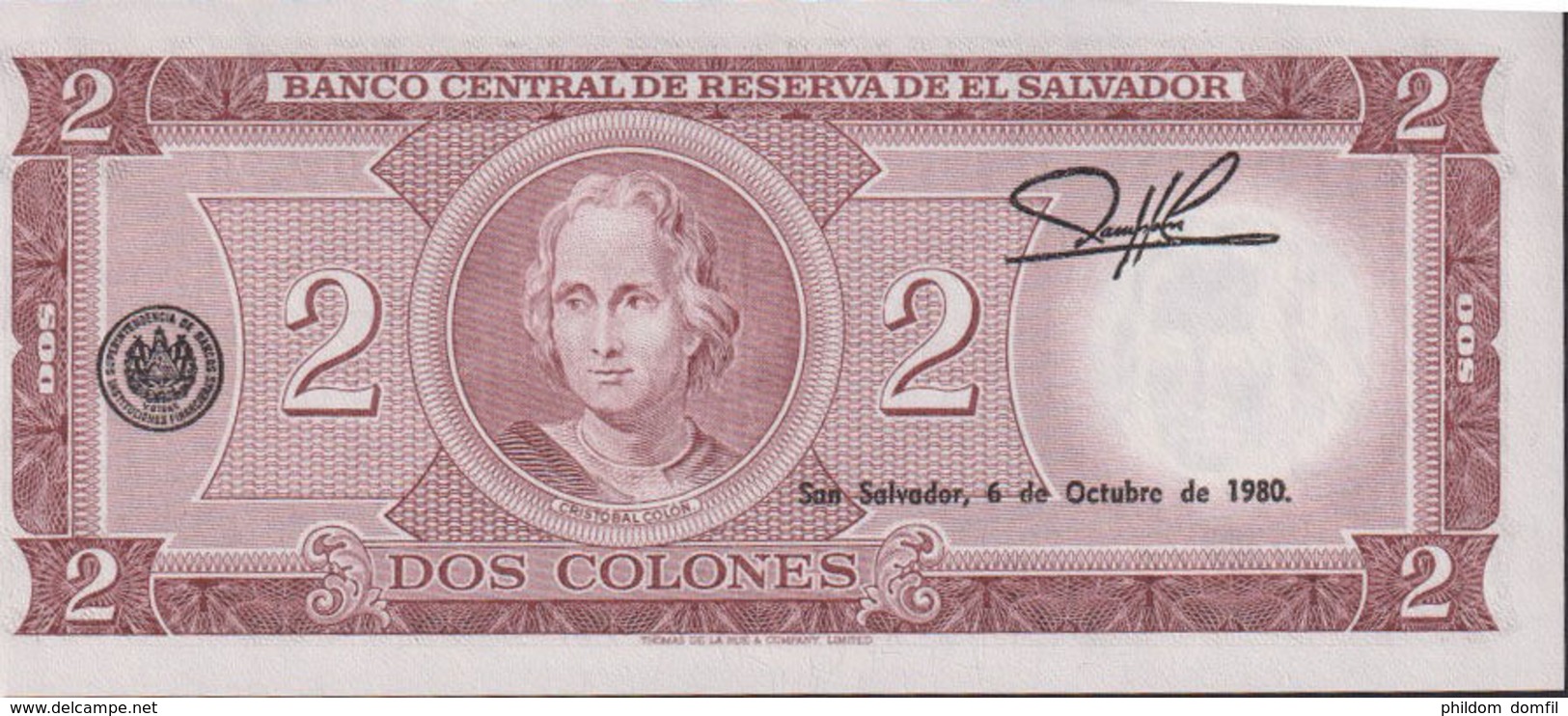 Ref. 1325-1747 - BIN EL SALVADOR . 1974. EL SALVADOR 2 COLONES 1974 - El Salvador