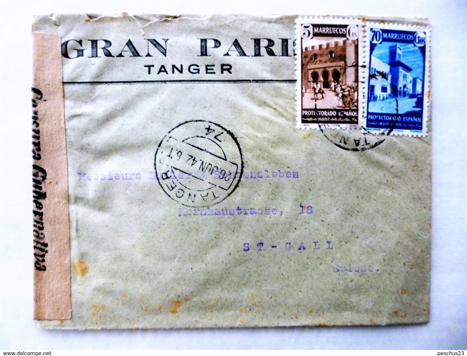 ESPAGNE / MARRUECOS / TANGER / ..... // Lot: 1 Cover 1942 CENSURA MADRID > SWITZERLAND + 30 Stamps (*+used) - Spanisch-Marokko