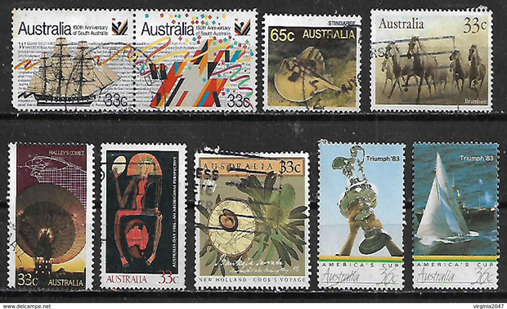 1986 Australia Fauna Raya Caballos-copa America-barco 9v. - Used Stamps