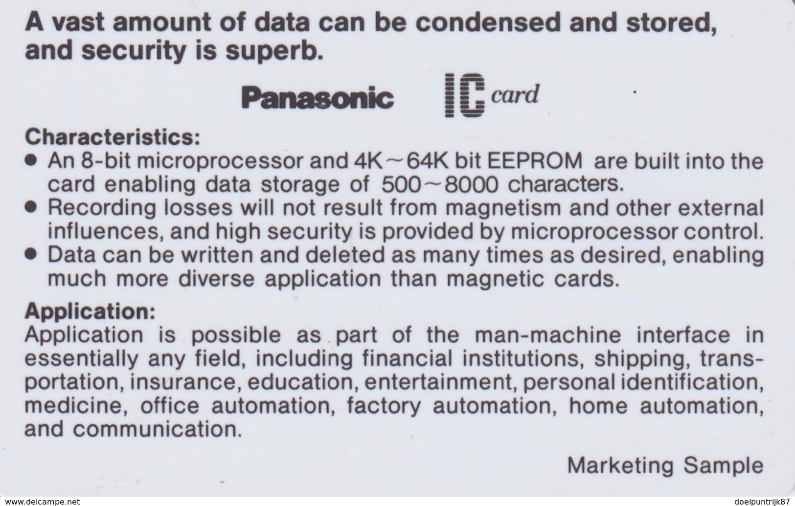 Panasonic IC Card - Beurskaarten