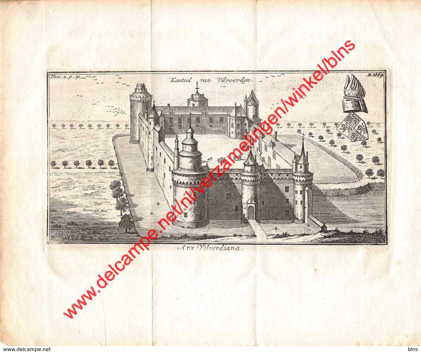 Gravure Kasteel Château Van Vilvoorden Vilvoorde Arx Vilvordiana - Gravure Uit 1770 - Formaat 26x22cm - Estampes & Gravures