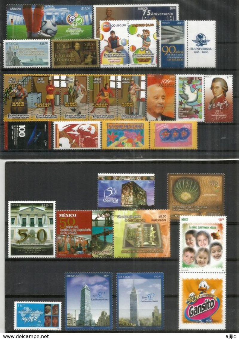 Année 2006. 29 Timbres +  3 Blocs-feuillets Neufs ** Cactus,Mozart,Fifa World Cup,Dinosaures,etc - Mexico