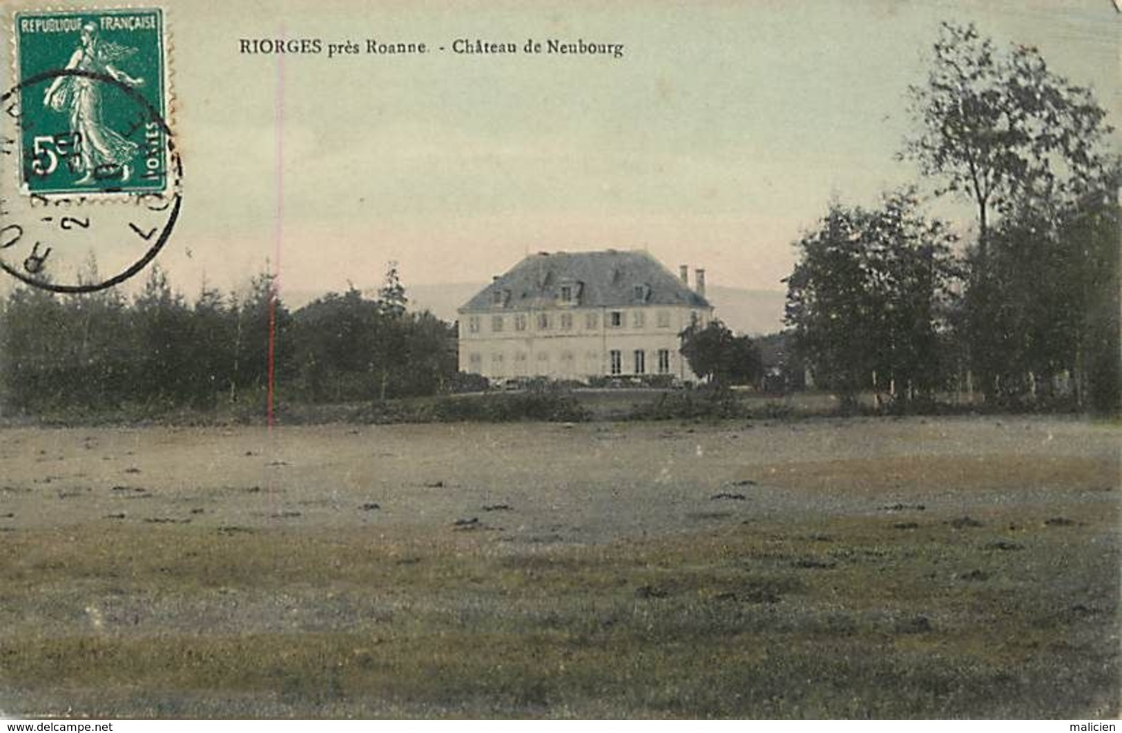 - Loire -ref-B172- Riorges Près Roanne - Chateau De Neubourg - Chateaux -carte Colorisée Bon Etat - - Riorges