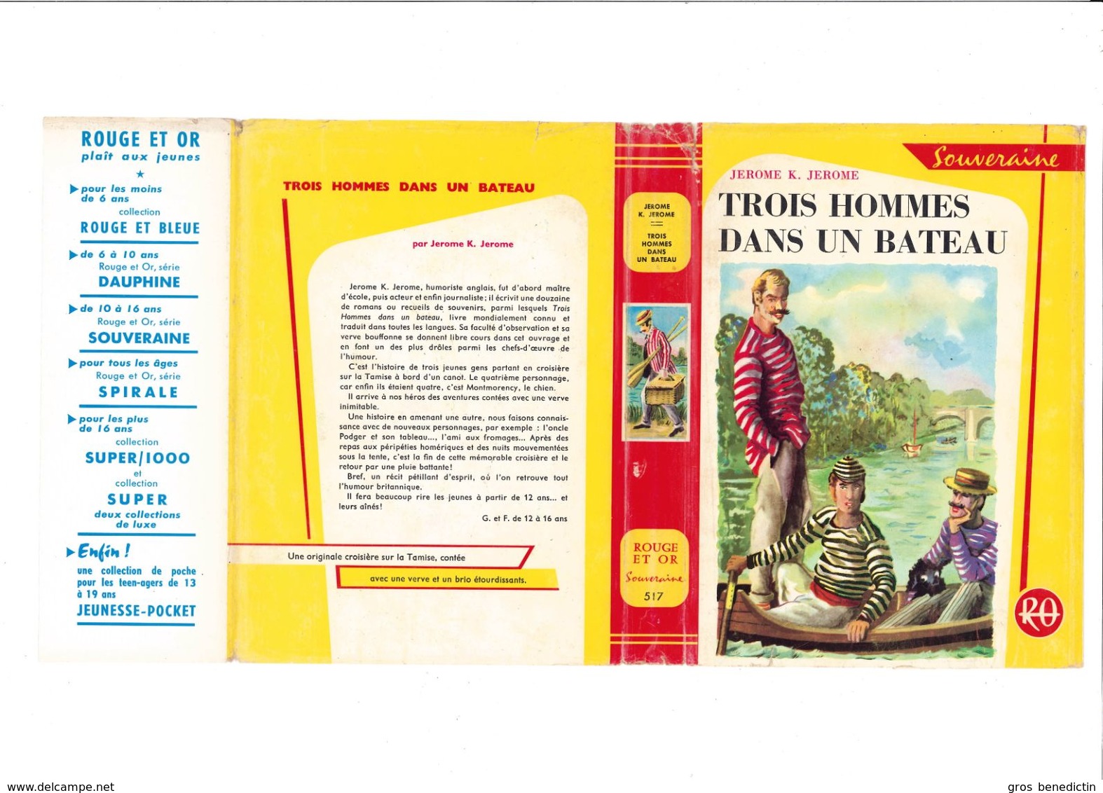 G.P. Rouge Et Or Souveraine N°68 - Jerome K. Jerome - "Trois Hommes Dans Un Bateau" - 1965 - #Ben&Souv&Div - Bibliothèque Rouge Et Or