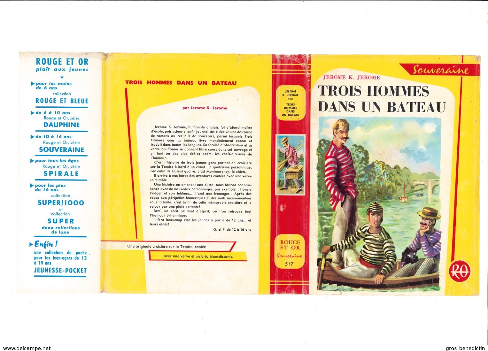 G.P. Rouge Et Or Souveraine N°68 - Jerome K. Jerome - "Trois Hommes Dans Un Bateau" - 1965 - #Ben&Souv&Div - Bibliotheque Rouge Et Or