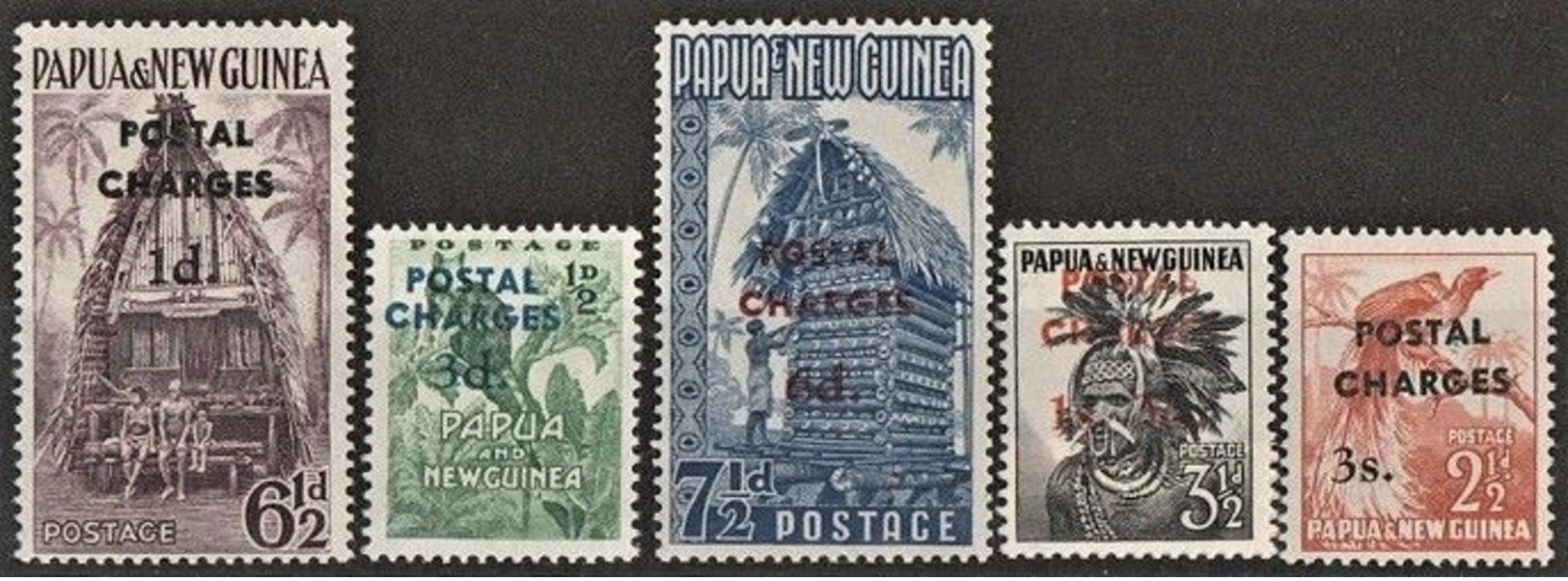 # PAPUA NEW GUINEA : Mi Porto #1..6 SG #D2-6 Sc #J1-J5 Postage Due / Porto / Birds / Houses (1960) MNH ** Neufs - Papua New Guinea