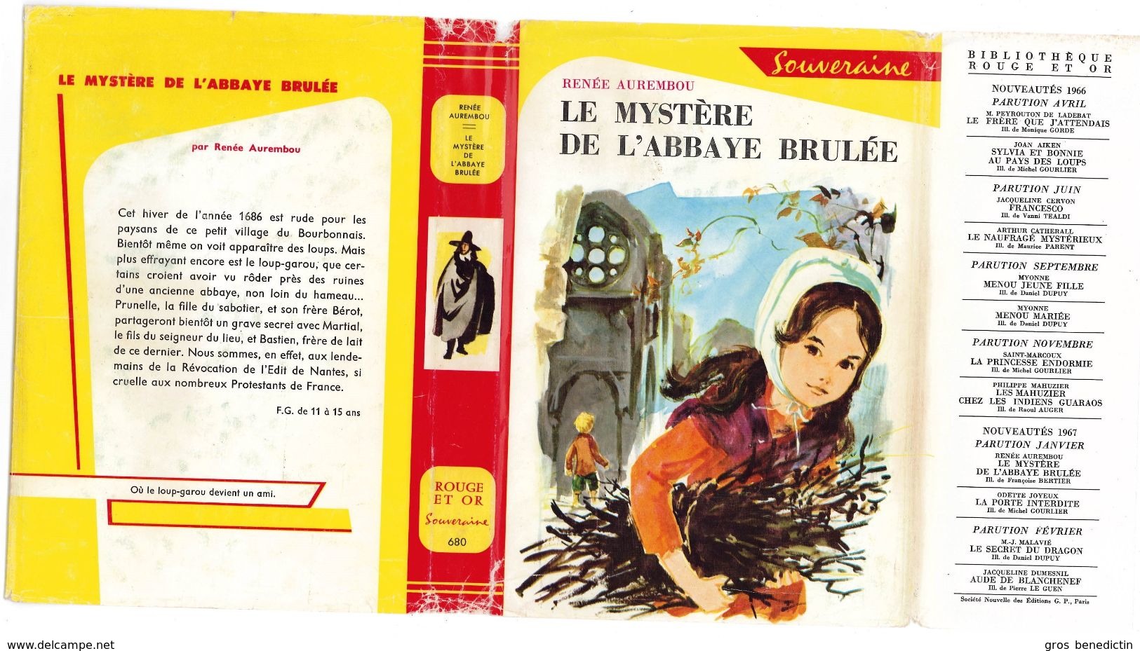 G.P. Rouge Et Or Souveraine N°231 - Renée Aurembou - "Le Mystère De L'abbaye Brulée" - 1967 - #Ben&Souv&Div - Bibliotheque Rouge Et Or