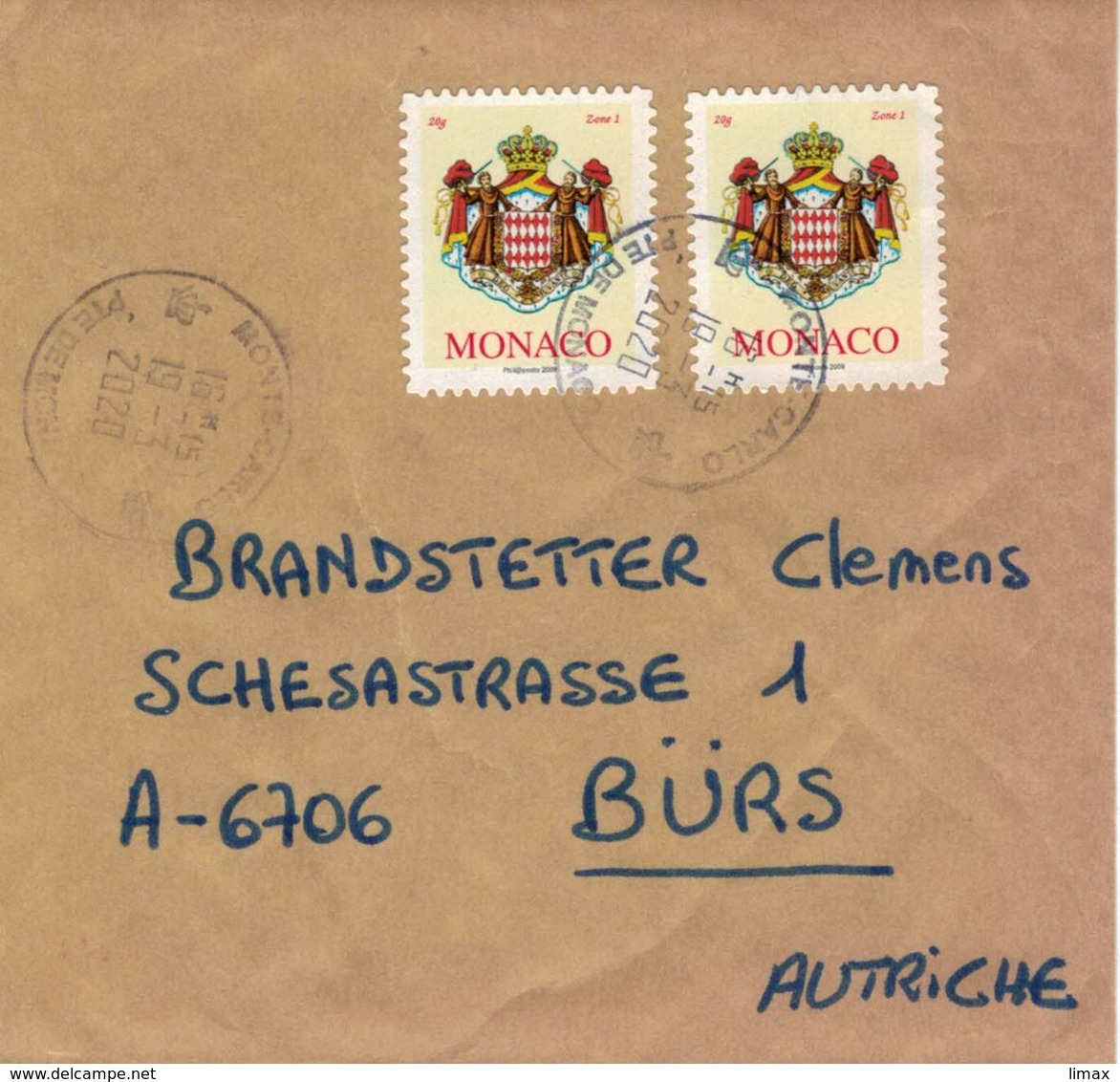 Monte Carlo 2020 - Wappen Krone - Briefstück - Brieven En Documenten