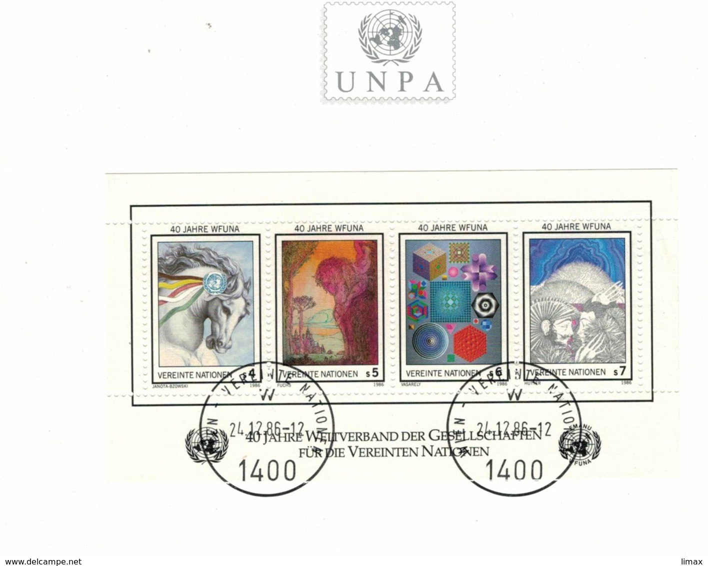 40 Jahre WFUNA 1986 - Weltverband Der Gesellschaften - Briefstück 1400 Wien - Covers & Documents