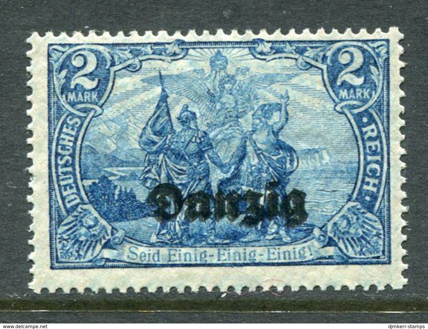 DANZIG 1920 Overprint On 2 Mk. Dark Cobalt-blue With Double Overprint MNH/**.  Michel 11b DD  €1000  Erdwien Ertificate - Nuovi