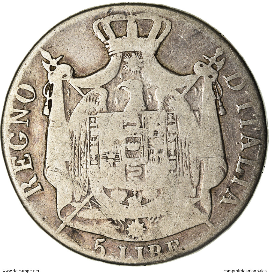 Monnaie, États Italiens, KINGDOM OF NAPOLEON, Napoleon I, 5 Lire, 1810 - Napoleonic