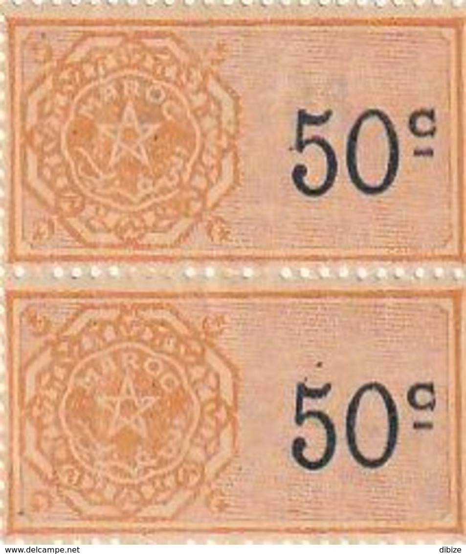 Maroc. Protectorat Français. 2 Timbres De Quittance. Fiscaux. 50 C. Gomme Origine. 1948 - Andere & Zonder Classificatie