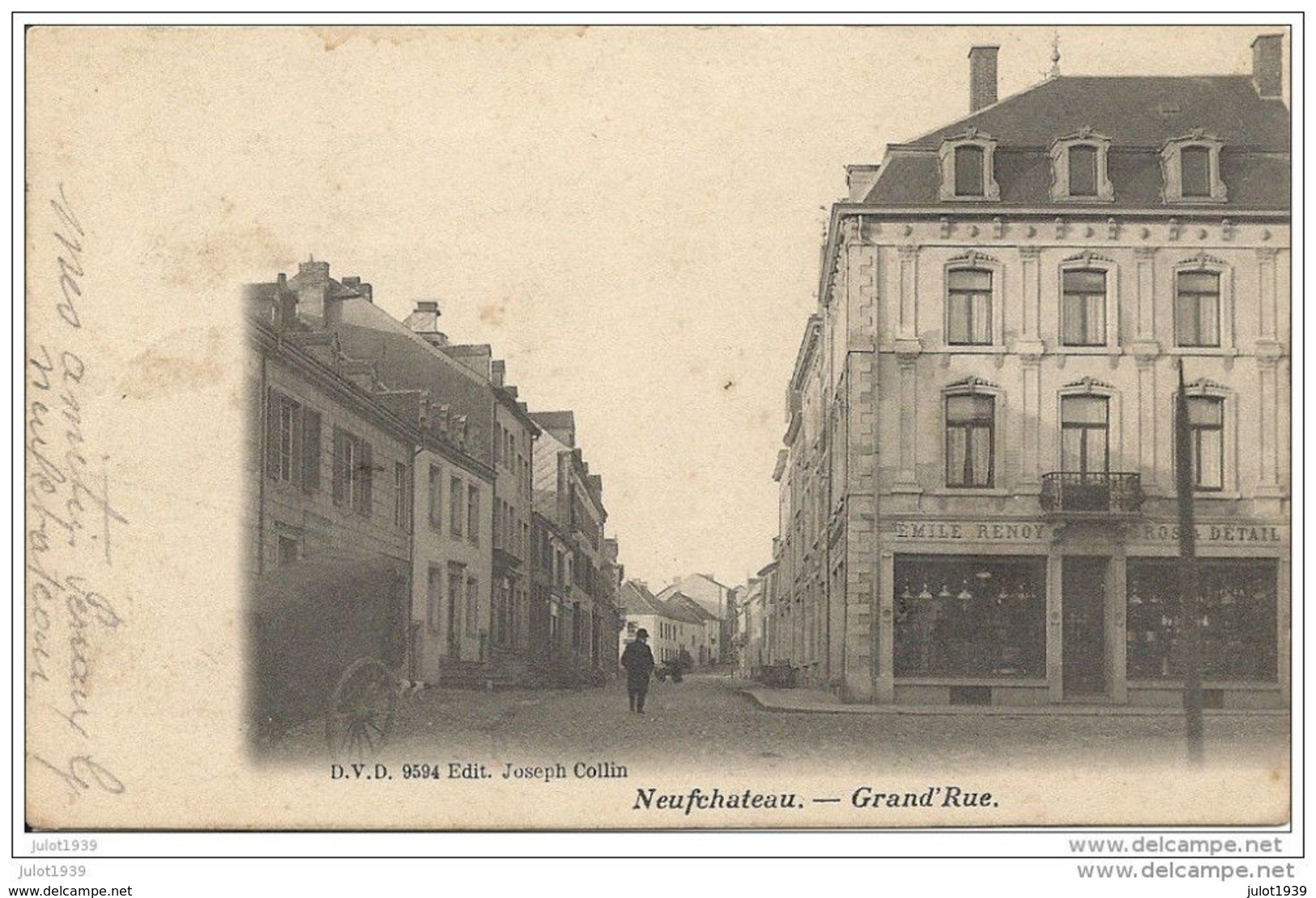NEUFCHATEAU ..-- DVD 9594 . Grand ' Rue . Maison Emile RENOY . 1905 Vers CORBION ( Melle Julia MERCIER ) .. Voir Verso . - Neufchâteau