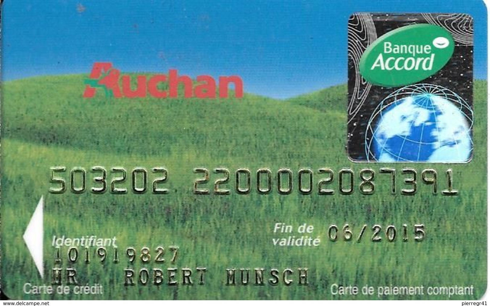 -CARTE-MAGNETIQUE-CB-AUCHAN-ACCORD-06/2015 -Oberthur 10-11-TBE-RARE - Vervallen Bankkaarten