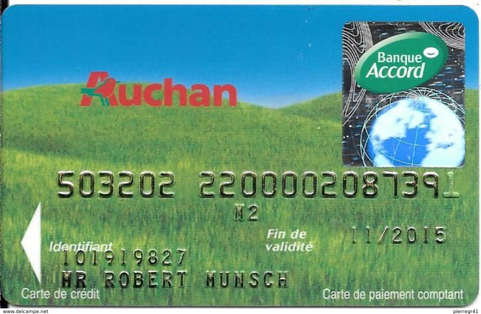 -CARTE-MAGNETIQUE-CB-AUCHAN-ACCORD-11/2015 -Oberthur 01-11-TBE-RARE - Disposable Credit Card