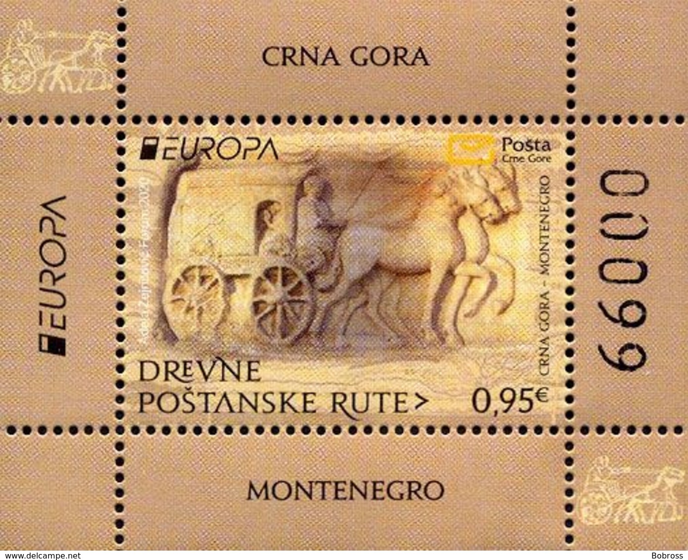 2020 EUROPA, Ancient Postal Routes, Block, Montenegro, MNH - Montenegro