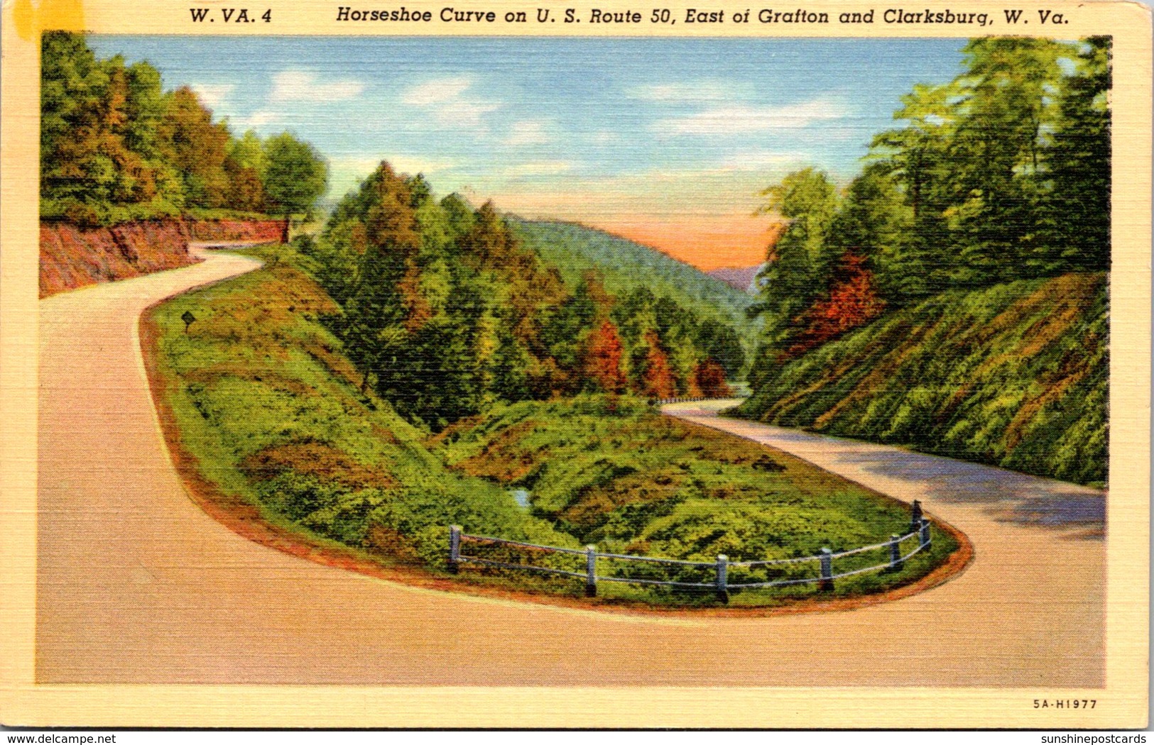 West Virginia Horseshoe Curve On U S Route 50 East Of Grafton And Clarksburg Curteich - Clarksburg