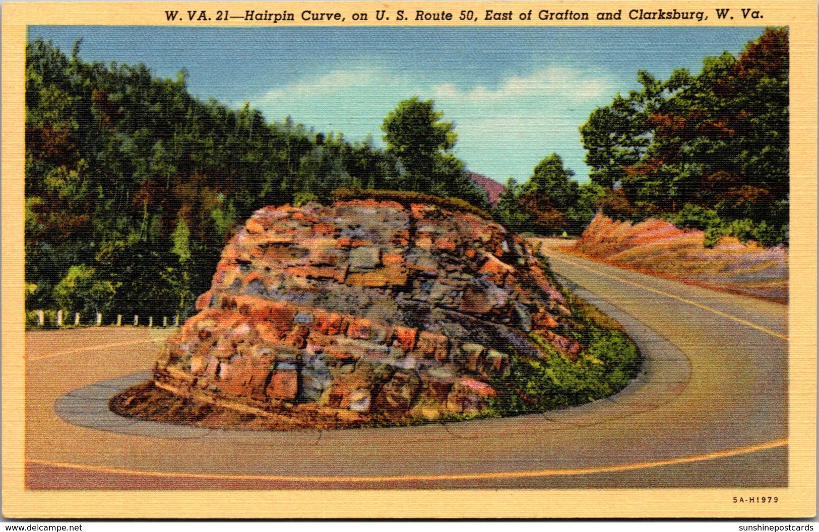 West Virginia Hairpin Curve On U S Route 50 East Of Grafton And Clarksburg Curteich - Clarksburg