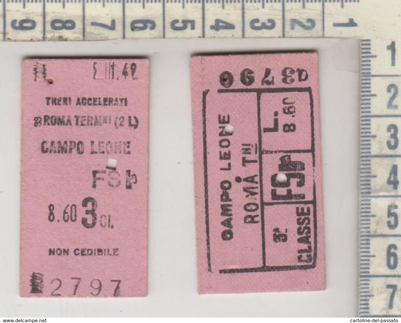 Biglietto Ticket Buillet  Campo Leone  / Roma Termini / Campo Leone  Regno  1942 - Europa