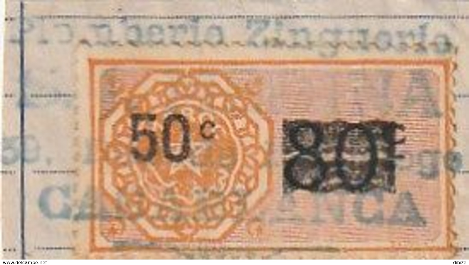 Maroc. Protectorat Français. Timbre De Quittance. Fiscal. 50 C. Sur Fragment De Document Cachet Casablanca. Surcharge - Andere & Zonder Classificatie