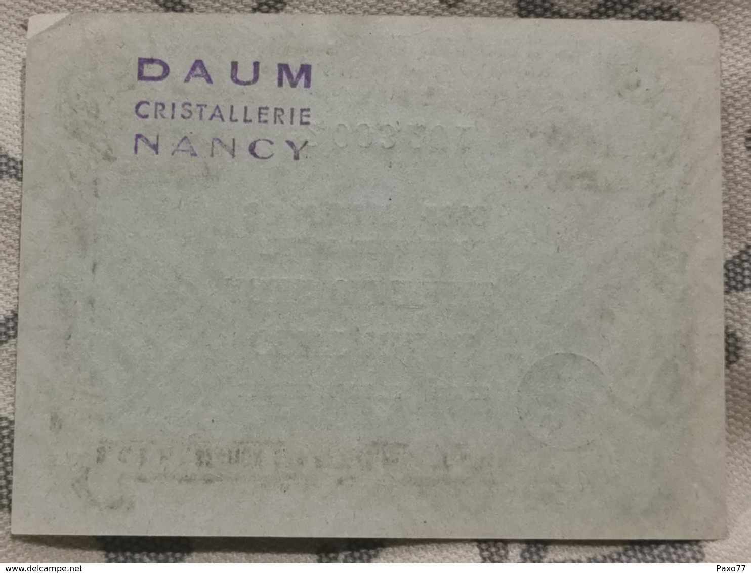 France, Billet De Cent Kilos Acier Ordinaire 1949. DAUM CRISTALLERIE NANCY - Other & Unclassified